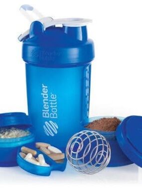BlenderBottle Classic Shaker Bottle with Pill Organizer and ProStak system Blue
